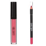 Luciu de buze mat si creion de buze, Set 2 buc, Roz pastelat, 3.8 ml, CMCLASS