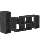 HOMCOM Mobilier TV 75&quot; cu 2 Rafturi &icirc;n Formă de L și Raft Dreptunghiular, 134-180x30,5x44 cm, Negru | Aosom Romania