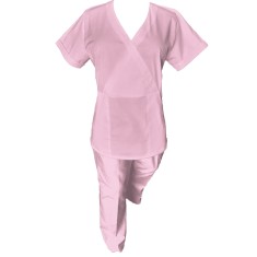 Costum Medical Pe Stil, Roz Deschis cu Elastan, Model Marinela - 2XL, 3XL