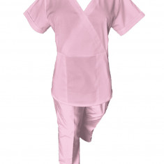 Costum Medical Pe Stil, Roz Deschis cu Elastan, Model Marinela - 2XL, 2XL