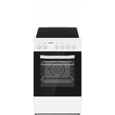 Aragaz electric Heinner HFSC-S56E4VWH, plita vitroceramica, 4 zone de gatit, cuptor electric, clasa A, grill, ventilatie, 50x60 cm, alb
