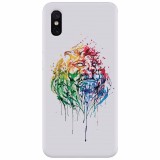 Husa silicon pentru Xiaomi Mi 8 Pro, Paint Illustration Lion Head