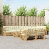 vidaXL Set de canapele de exterior cu pernă 9 pcs Alb și crem 3390705