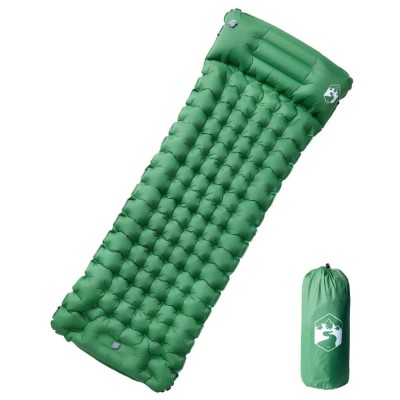 Saltea camping auto-gonflabilă, cu pernă, 1 persoană, verde foto