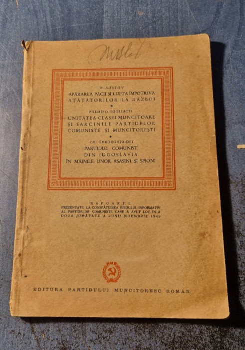 Apararea pacii si lupta impotriva atatatorilor de razboi Suslov Gh. Dej