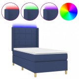 Cumpara ieftin Pat cu arcuri, saltea si LED, albastru, 80x200 cm, textil