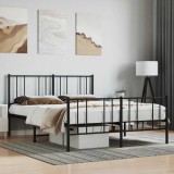 Cadru Pat Metalic vidaXL Negru 120x200 cm cu Tăblie