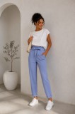 Pantaloni conici mov cu cordon in talie