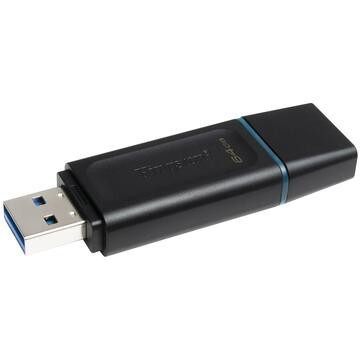 Memorie USB MEMORIE USB 3.2 Flash Drive Kingston 64GB Data Traveler Exodia, USB 3.2 Gen1, Black + Teal &amp;ldquo;DTX/64GB&amp;rdquo; foto