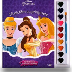 Disney. Prințese. Să pictăm cu prințesele. Carte de colorat cu pensulă și acuarele - Paperback brosat - Disney - Litera mică