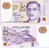 SINGAPORE 2 dollars ND (2 STELE) polymer UNC!!!