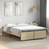 Gossi cadru de pat, stejar sonoma, 135x190cm, lemn prelucrat si metal