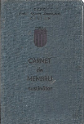 A3334N Carnet de membru susținător CSM Reșița, 1968 foto