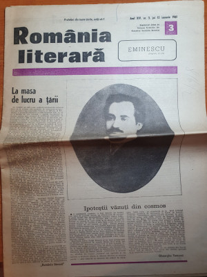 romania literara 15 ianuarie 1981-articol mihai eminescu,131 ani de la nestere foto