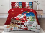 Cumpara ieftin Lenjerie Pat De Craciun Clara Cr026, Bumbac, 6 Piese, Fara Elastic, Imprimeu