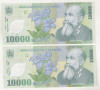 Bnk bn Romania 10000 lei 2000 Isarescu unc - x2 consecutive