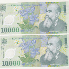 bnk bn Romania 10000 lei 2000 Isarescu unc - x2 consecutive