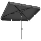 Outsunny Umbrelă de soare dreptunghiulară umbrelă pentru balcon cu &icirc;nclinare &icirc;n 3 trepte, mecanism cu manivelă, umbrelă de plajă cu 8 spițe 183x122x22