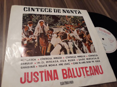 DISC VINIL CINTECE DE NUNTA JUSTINA BALUTEANU RARITATE!!EPD1174STARE FOARTE BUNA foto