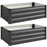 Outsunny Set de 2 Paturi Galvanizate Inaltate pentru Gradina, Cutie de Plantare Inaltata pentru Exterior, Usor de Asamblat, pentru Cultivarea Florilor