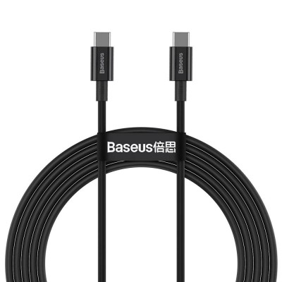 CABLU alimentare si date Baseus Superior, Fast Charging Data Cable pt. smartphone, USB Type-C la USB Type-C 100W, 2m, negru &amp;quot;CATYS-C01&amp;quot; (timbru verde foto