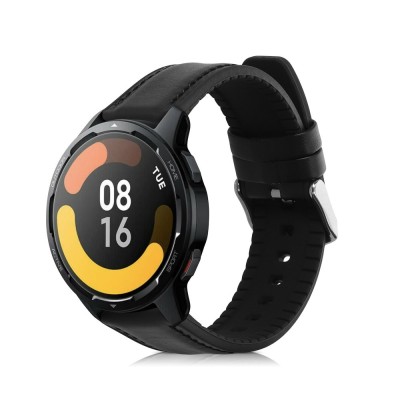 Curea kwmobile pentru Xiaomi Watch S1 Active, Piele naturala, Negru, 60120.01 foto