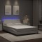 Cadru de pat cu lumini LED, alb, 120x200 cm, piele ecologică