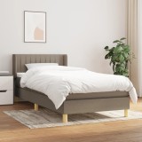 Cumpara ieftin Pat box spring cu saltea, gri taupe, 90x200 cm, textil