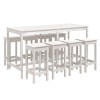 Set bar de gradina, 9 piese, alb, lemn masiv de pin