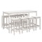 Set bar de gradina, 9 piese, alb, lemn masiv de pin