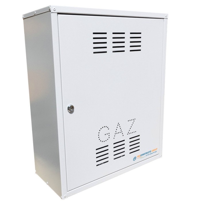 Firida 60x50x25 cm, Proconstructo Group, cutie pentru contor de gaz si regulator, gri, din tabla, cu