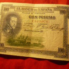 Bancnota 100 pesetas Spania 1925 , litera C ,cal. VF