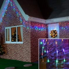 Instalatie de Craciun Flippy? Tip Franjuri, 12 m, 300 LED-uri, Interconectabila, Multicolor foto