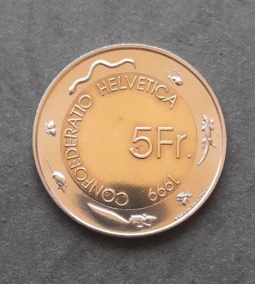 5 Francs &amp;quot;Fete des Vignerons&amp;quot; 1999, Elvetia - A 2630 foto