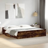 VidaXL Cadru de pat cu sertare stejar fumuriu 200x200cm lemn prelucrat 3280269