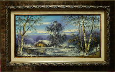 Peisaj de iarna cu mesteceni, pictura originala semnata Ion VOINEAGU foto