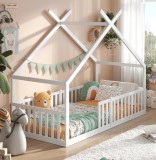 Set complet pat podea DREAM 80x160 cm fag alb Alavya Home
