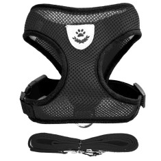Set ham reglabil si lesa ajustabila pentru caini sau pisici, marimea L, negru