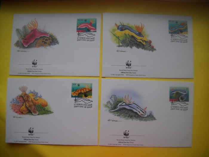 HOPCT PLIC FDC S NR 259 SET 4 FDC FAUNA-ANIMALE MARINE NIUE 1999