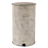 Cos gunoi metal alb vintage 26x30x46 cm