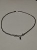 Colier -Lantisor inox placat cu aur alb 18k si pandantiv 15 -1560