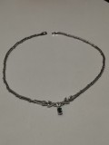 Colier -Lantisor inox placat cu aur alb 18k si pandantiv 15 -1560