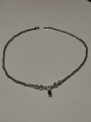 Colier -Lantisor inox placat cu aur alb 18k si pandantiv 15 -1560 foto