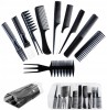 Set de 10 piepteni de frizerie + husă