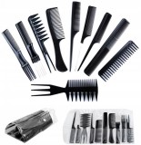 Set de 10 piepteni de frizerie + husă