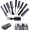 Set de 10 piepteni de frizerie + husă
