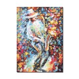 Tablou pictat manual, Saxofonistul, stilizat, 70x50cm pictura ulei in cutit, efect 3D, gata de agatat pe perete