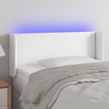 VidaXL Tăblie de pat cu LED, alb, 93x16x78/88 cm, piele ecologică 3123035