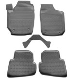Covorase Cauciuc Premium Tip Tavita Skoda Fabia 2 2007-2014 Seintex Interior Auto Negre Bordura 3cm