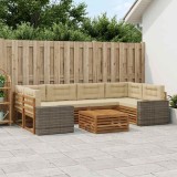 Cumpara ieftin Set de canapele de exterior 7 buc. 6-Locuri Natural si Bej